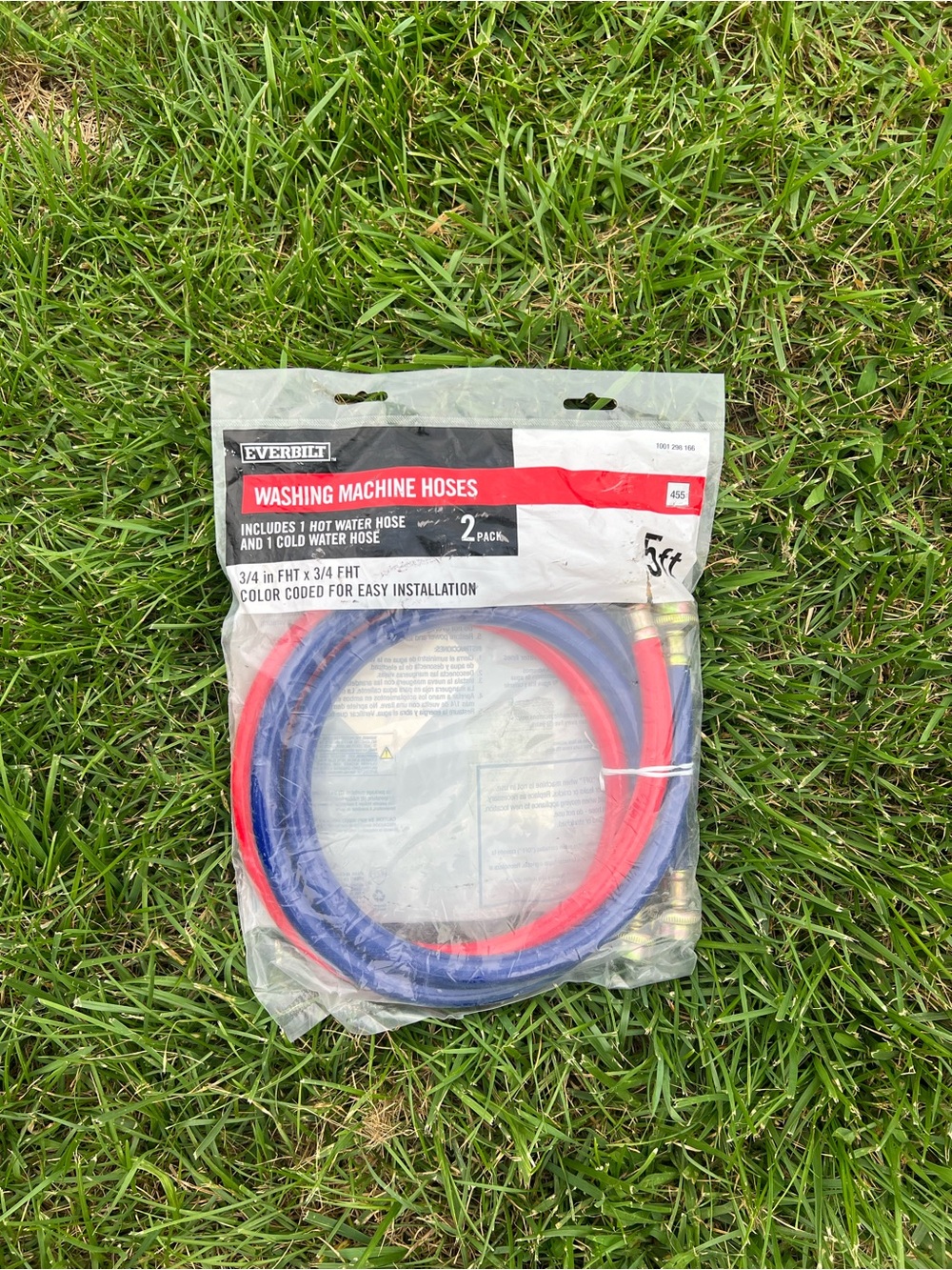 Everbilt Washing Machine Hoses - 1 Hot Water Hose & 1 Cold Water Hose 5FT